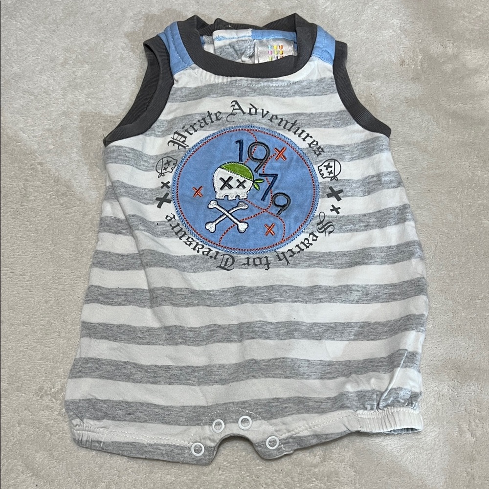 5/$30 Striped Pirate Adventure Baby Romper